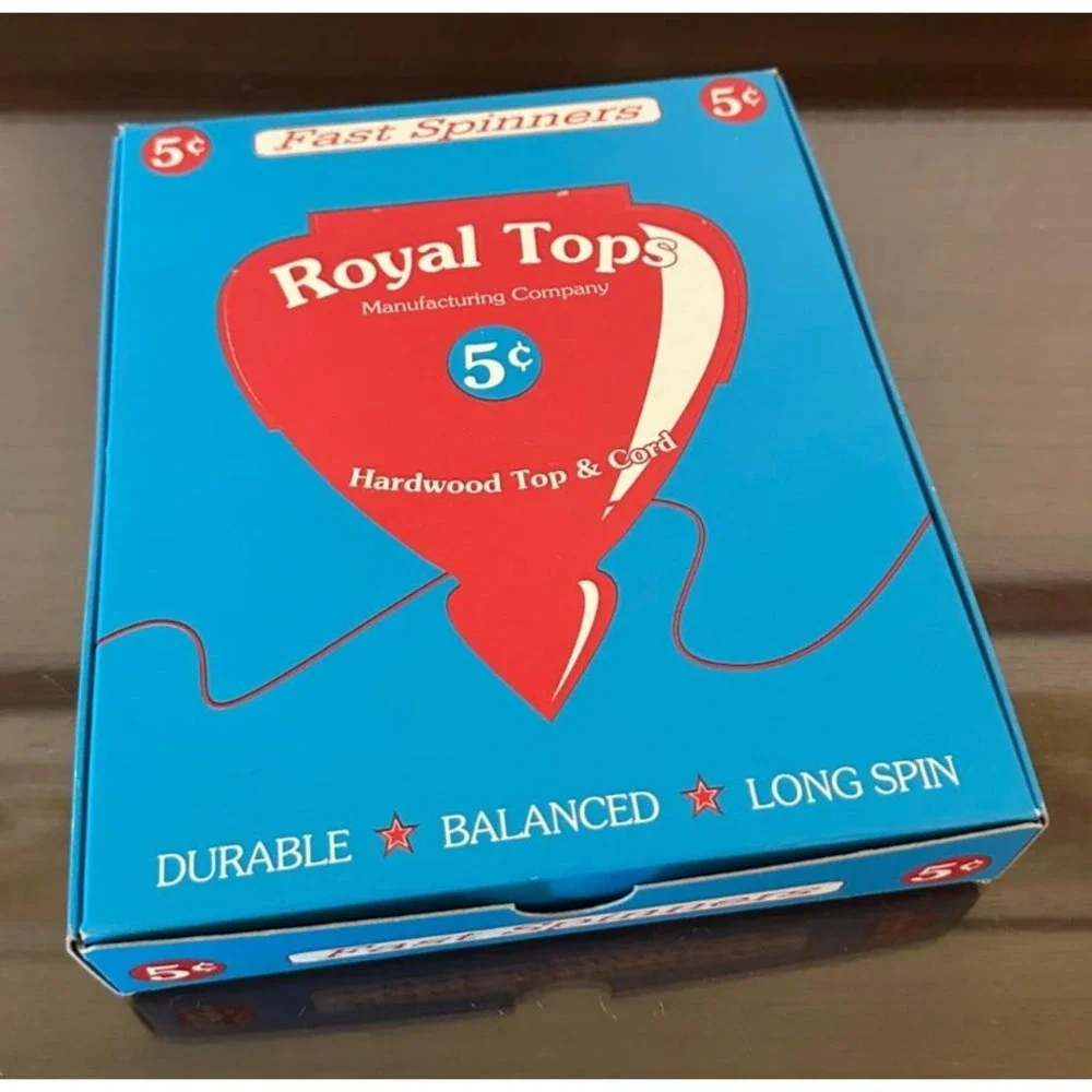 ROYAL TOPS WOOD TOY SPINNERS NOS DIME STORE COUNTER DISPLAY RARE COLORFUL NEW 36